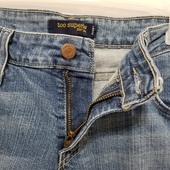 Levi's jeans 9 Too Superlow 524 bootcut flare denim whiskered lightly distressed - Picture 9 of 16